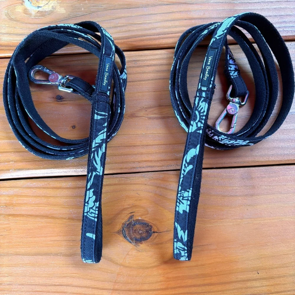 2 Vera Bradley Dog Leashes Size Small, Glass Vines Print, Black and White